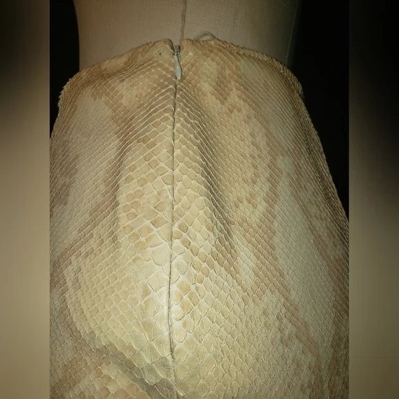 Ralph Lauren Black label natural tan cream 100% python snakeskin skirt 10 - Picture 5 of 13